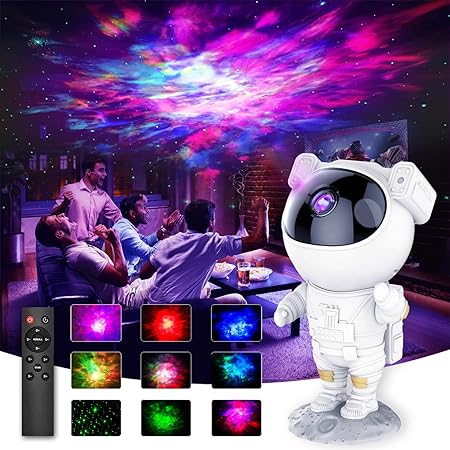 Fun Flicks Astronaut Galaxy Projector with Remote Control - 360° Adjustable Timer Kids Nebula Night Light, for Gifts, Baby Adults Bedroom, Gaming Room, Home and Party (Astronaut Space Projector P1)