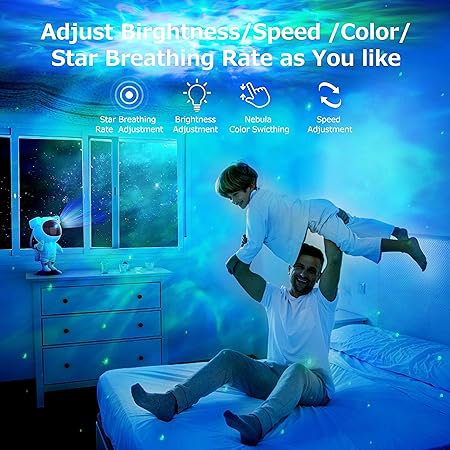 Fun Flicks Astronaut Galaxy Projector with Remote Control - 360° Adjustable Timer Kids Nebula Night Light, for Gifts, Baby Adults Bedroom, Gaming Room, Home and Party (Astronaut Space Projector P1)