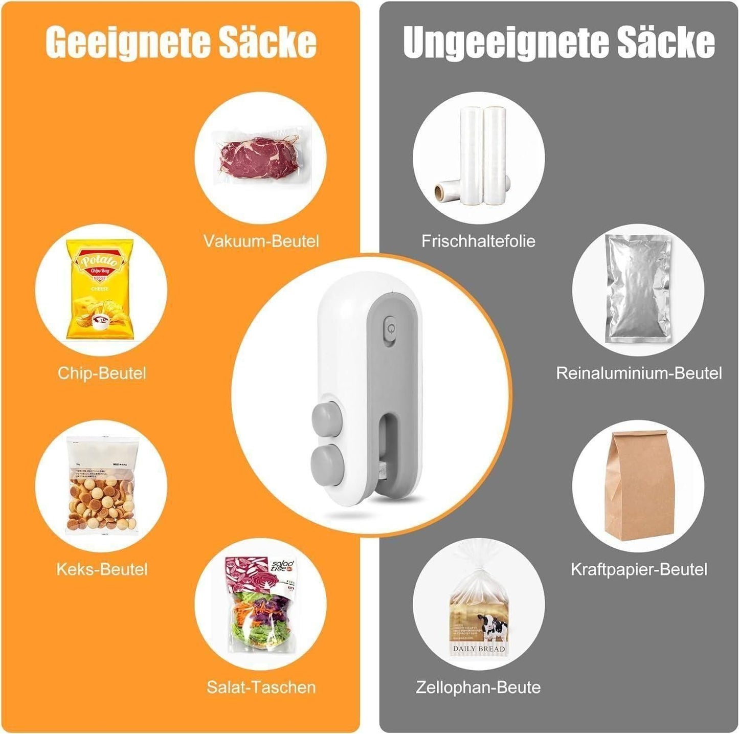 Mini Sealing Machine 2 in 1 USB Rechargeable Magnetic Bag Sealer Heat Seal with Cutter