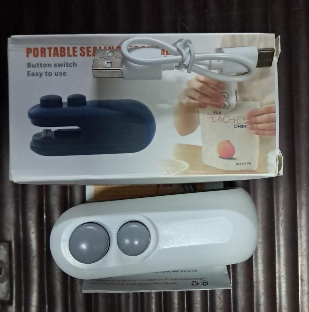 Mini Sealing Machine 2 in 1 USB Rechargeable Magnetic Bag Sealer Heat Seal with Cutter