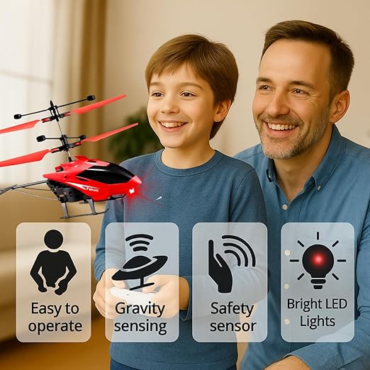 Remote Control Flying Helicopter – Rechargeable Toy with Gravity Sensor  (Red)