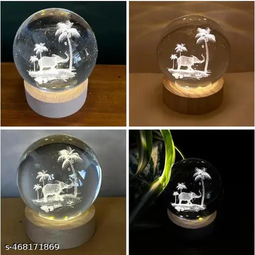3D Elephant Crystal Lamp