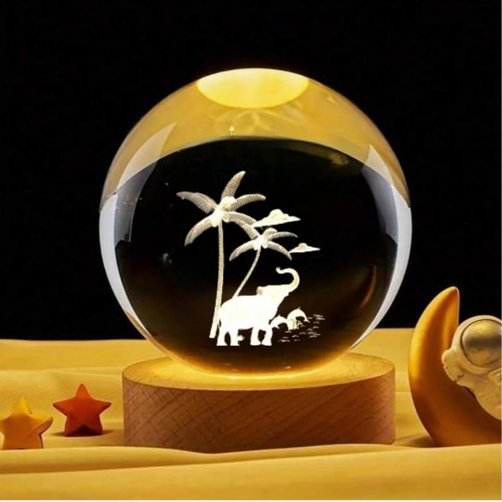 3D Elephant Crystal Lamp