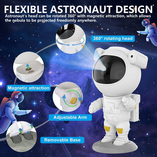 Fun Flicks Astronaut Galaxy Projector with Remote Control - 360° Adjustable Timer Kids Nebula Night Light, for Gifts, Baby Adults Bedroom, Gaming Room, Home and Party (Astronaut Space Projector P1)
