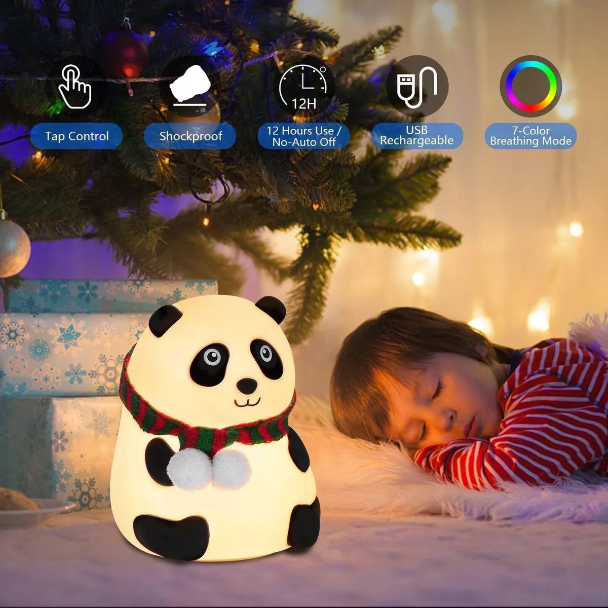 Rechargeable Silicone Panda Night Light for Kids | 7-Color's LED Changing Lamp