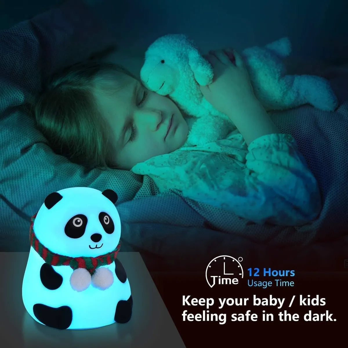Rechargeable Silicone Panda Night Light for Kids | 7-Color's LED Changing Lamp